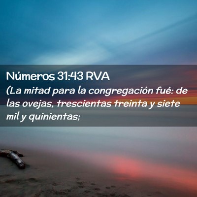 Picture 02 - Números 31:43 RVA - (La mitad para la congregación fué: de las - Bible Verse Picture