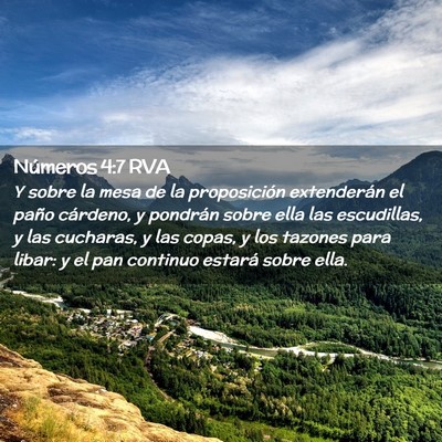 Picture 02 - Números 4:7 RVA - Y sobre la mesa de la proposición extenderán el - Bible Verse Picture