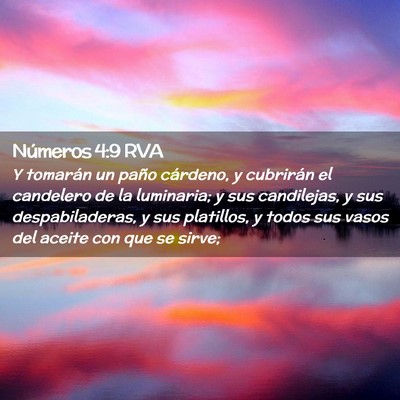 Picture 02 - Números 4:9 RVA - Y tomarán un paño cárdeno, y cubrirán el - Bible Verse Picture