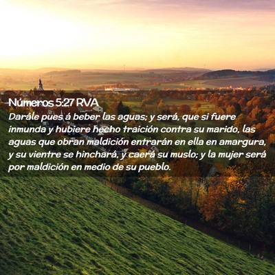 Picture 02 - Números 5:27 RVA - Darále pues á beber las aguas; y será, que si - Bible Verse Picture