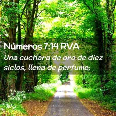 Picture 02 - Números 7:14 RVA - Una cuchara de oro de diez siclos, llena de - Bible Verse Picture