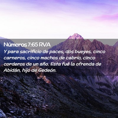 Picture 02 - Números 7:65 RVA - Y para sacrificio de paces, dos bueyes, cinco - Bible Verse Picture
