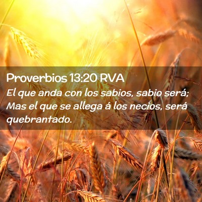 Picture 02 - Proverbios 13:20 RVA - El que anda con los sabios, sabio será; Mas el - Bible Verse Picture