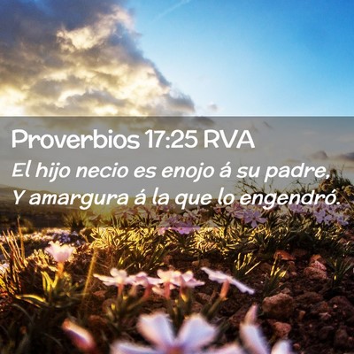 Picture 02 - Proverbios 17:25 RVA - El hijo necio es enojo á su padre, Y amargura á - Bible Verse Picture