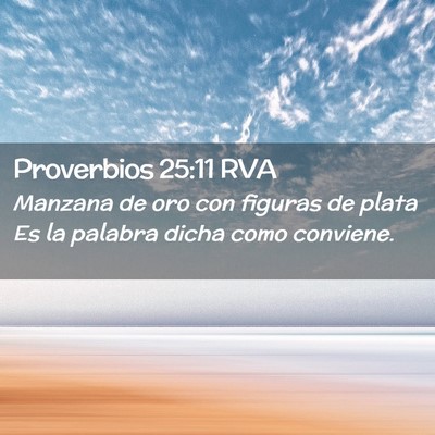 Picture 02 - Proverbios 25:11 RVA - Manzana de oro con figuras de plata Es la palabra - Bible Verse Picture