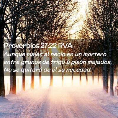Picture 02 - Proverbios 27:22 RVA - Aunque majes al necio en un mortero entre granos - Bible Verse Picture