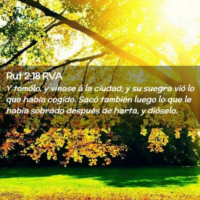 Picture 02 - Rut 2:18 RVA - Y tomólo, y vínose á la ciudad; y su suegra - Bible Verse Picture