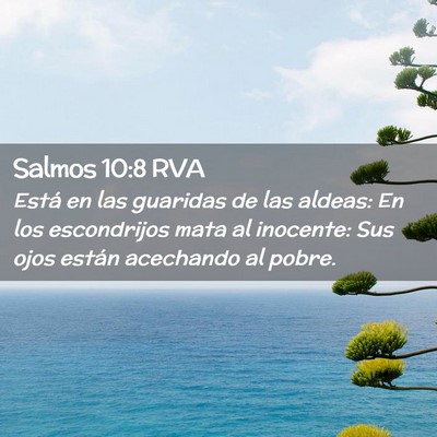 Picture 02 - Salmos 10:8 RVA - Está en las guaridas de las aldeas: En los - Bible Verse Picture