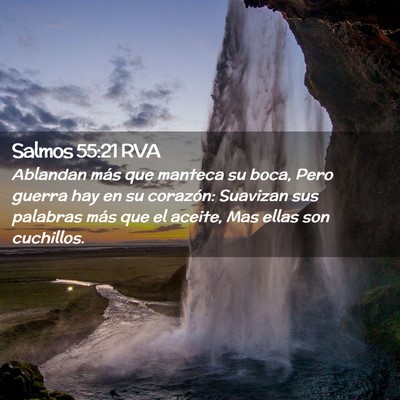 Picture 02 - Salmos 55:21 RVA - Ablandan más que manteca su boca, Pero guerra - Bible Verse Picture