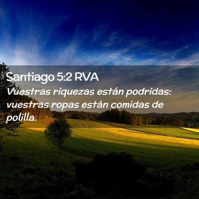 Picture 02 - Santiago 5:2 RVA - Vuestras riquezas están podridas: vuestras ropas - Bible Verse Picture