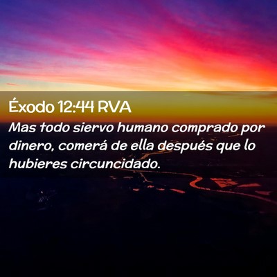 Picture 02 - Éxodo 12:44 RVA - Mas todo siervo humano comprado por dinero, - Bible Verse Picture