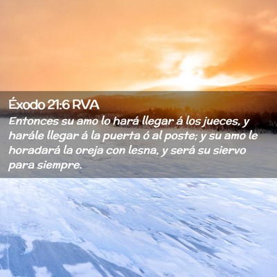 Picture 02 - Éxodo 21:6 RVA - Entonces su amo lo hará llegar á los jueces, y - Bible Verse Picture