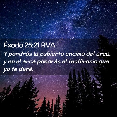 Picture 02 - Éxodo 25:21 RVA - Y pondrás la cubierta encima del arca, y en el - Bible Verse Picture
