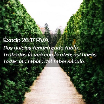Picture 02 - Éxodo 26:17 RVA - Dos quicios tendrá cada tabla, trabadas la una - Bible Verse Picture