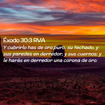 Picture 02 - Éxodo 30:3 RVA - Y cubrirlo has de oro puro, su techado, y sus - Bible Verse Picture