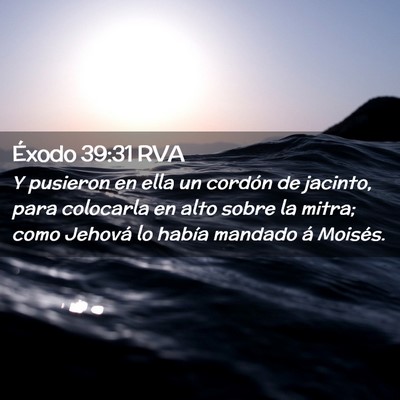 Picture 02 - Éxodo 39:31 RVA - Y pusieron en ella un cordón de jacinto, para - Bible Verse Picture