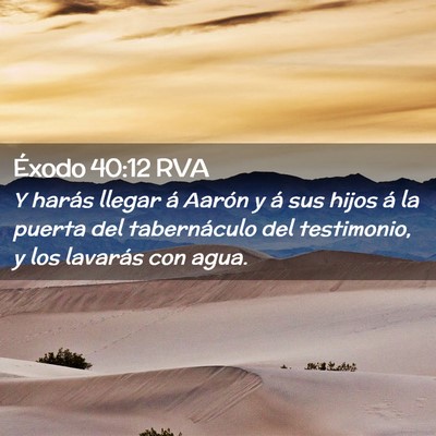 Picture 02 - Éxodo 40:12 RVA - Y harás llegar á Aarón y á sus hijos á la - Bible Verse Picture