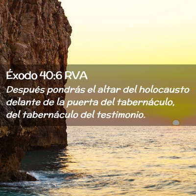 Picture 02 - Éxodo 40:6 RVA - Después pondrás el altar del holocausto delante - Bible Verse Picture