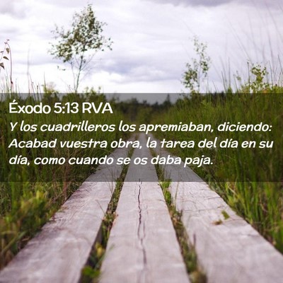 Picture 02 - Éxodo 5:13 RVA - Y los cuadrilleros los apremiaban, diciendo: - Bible Verse Picture