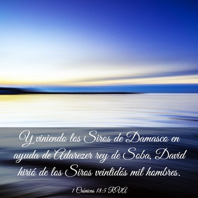 Picture 03 - 1 Crónicas 18:5 RVA - Y viniendo los Siros de Damasco en ayuda de - Bible Verse Picture