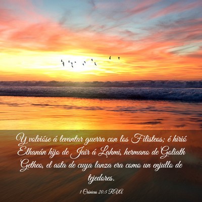 Picture 03 - 1 Crónicas 20:5 RVA - Y volvióse á levantar guerra con los Filisteos; - Bible Verse Picture