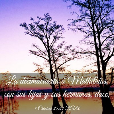 Picture 03 - 1 Crónicas 25:21 RVA - La décimacuarta á Mathithías, con sus hijos y - Bible Verse Picture
