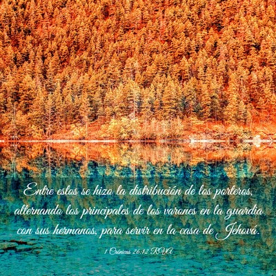Picture 03 - 1 Crónicas 26:12 RVA - Entre estos se hizo la distribución de los - Bible Verse Picture