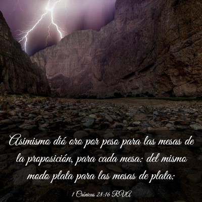 Picture 03 - 1 Crónicas 28:16 RVA - Asimismo dió oro por peso para las mesas de la - Bible Verse Picture