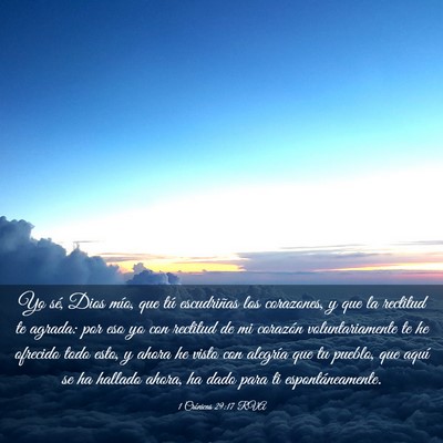 Picture 03 - 1 Crónicas 29:17 RVA - Yo sé, Dios mío, que tú escudriñas los - Bible Verse Picture
