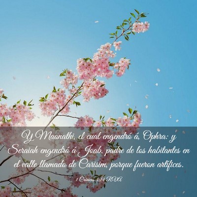 Picture 03 - 1 Crónicas 4:14 RVA - Y Maonathi, el cual engendró á, Ophra: y - Bible Verse Picture
