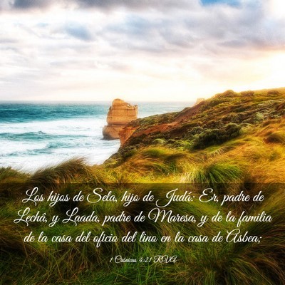 Picture 03 - 1 Crónicas 4:21 RVA - Los hijos de Sela, hijo de Judá: Er, padre de - Bible Verse Picture