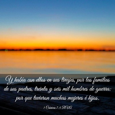 Picture 03 - 1 Crónicas 7:4 RVA - Y había con ellos en sus linajes, por las - Bible Verse Picture