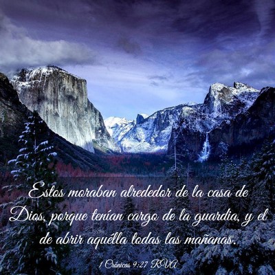 Picture 03 - 1 Crónicas 9:27 RVA - Estos moraban alrededor de la casa de Dios, - Bible Verse Picture