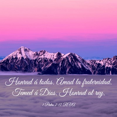 Picture 03 - 1 Pedro 2:17 RVA - Honrad á todos. Amad la fraternidad. Temed á - Bible Verse Picture