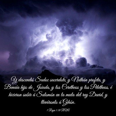 Picture 03 - 1 Reyes 1:38 RVA - Y descendió Sadoc sacerdote, y Nathán profeta, - Bible Verse Picture