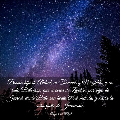 Picture 03 - 1 Reyes 4:12 RVA - Baana hijo de Ahilud, en Taanach y Megiddo, y en - Bible Verse Picture