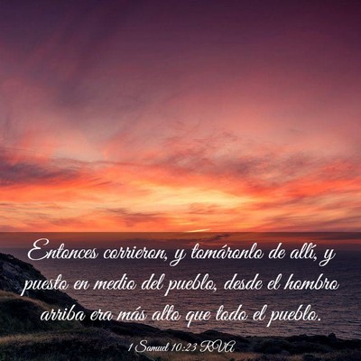Picture 03 - 1 Samuel 10:23 RVA - Entonces corrieron, y tomáronlo de allí, y - Bible Verse Picture