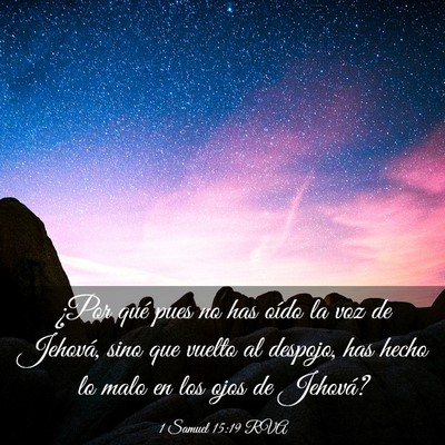 Picture 03 - 1 Samuel 15:19 RVA - ¿Por qué pues no has oído la voz de Jehová, - Bible Verse Picture