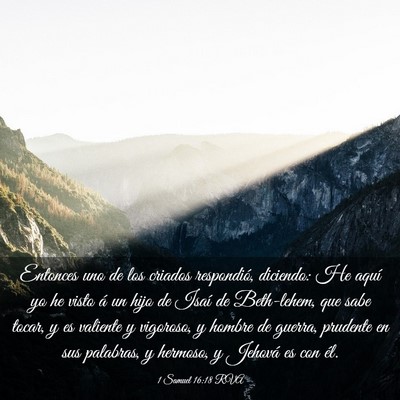 Picture 03 - 1 Samuel 16:18 RVA - Entonces uno de los criados respondió, diciendo: - Bible Verse Picture