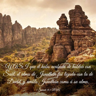 Picture 03 - 1 Samuel 18:1 RVA - Y ASI que él hubo acabado de hablar con Saúl, - Bible Verse Picture