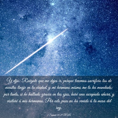 Picture 03 - 1 Samuel 20:29 RVA - Y dijo: Ruégote que me dejes ir, porque tenemos - Bible Verse Picture