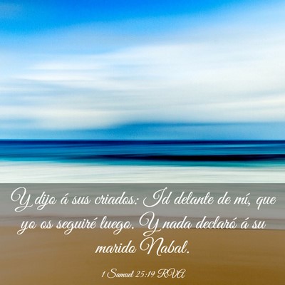 Picture 03 - 1 Samuel 25:19 RVA - Y dijo á sus criados: Id delante de mí, que yo - Bible Verse Picture