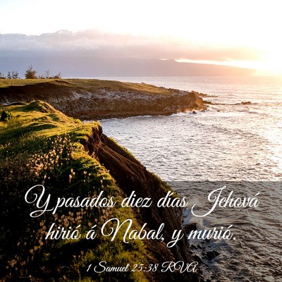 Picture 03 - 1 Samuel 25:38 RVA - Y pasados diez días Jehová hirió á Nabal, y - Bible Verse Picture