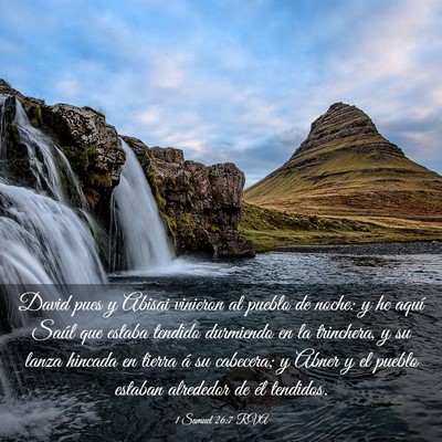 Picture 03 - 1 Samuel 26:7 RVA - David pues y Abisai vinieron al pueblo de noche: - Bible Verse Picture