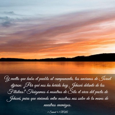 Picture 03 - 1 Samuel 4:3 RVA - Y vuelto que hubo el pueblo al campamento, los - Bible Verse Picture