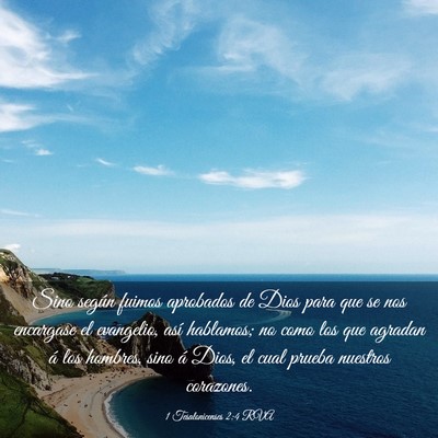 Picture 03 - 1 Tesalonicenses 2:4 RVA - Sino según fuimos aprobados de Dios para que se - Bible Verse Picture