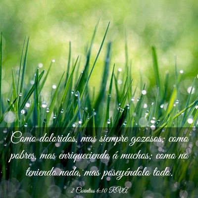 Picture 03 - 2 Corintios 6:10 RVA - Como doloridos, mas siempre gozosos; como pobres, - Bible Verse Picture