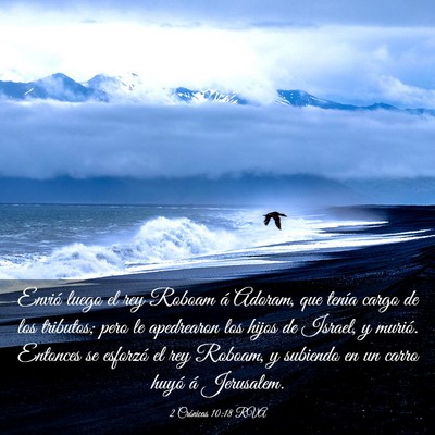 Picture 03 - 2 Crónicas 10:18 RVA - Envió luego el rey Roboam á Adoram, que tenía - Bible Verse Picture