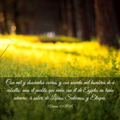 Picture 03 - 2 Crónicas 12:3 RVA - Con mil y doscientos carros, y con sesenta mil - Bible Verse Picture