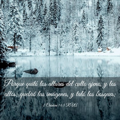 Picture 03 - 2 Crónicas 14:3 RVA - Porque quitó los altares del culto ajeno, y los - Bible Verse Picture